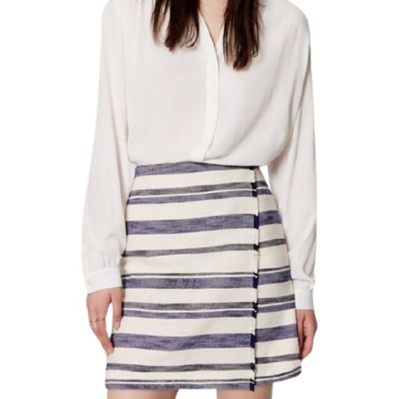 Ann Taylor Dresses & Skirts - Ann Taylor LOFT Faux Wrap Fringe Skirt in White
